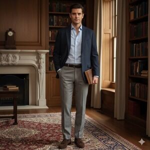 Brooks Brothers Red Fleece Tessuto Marzotto Wool Blazer Jacket 42R BluePinstripe